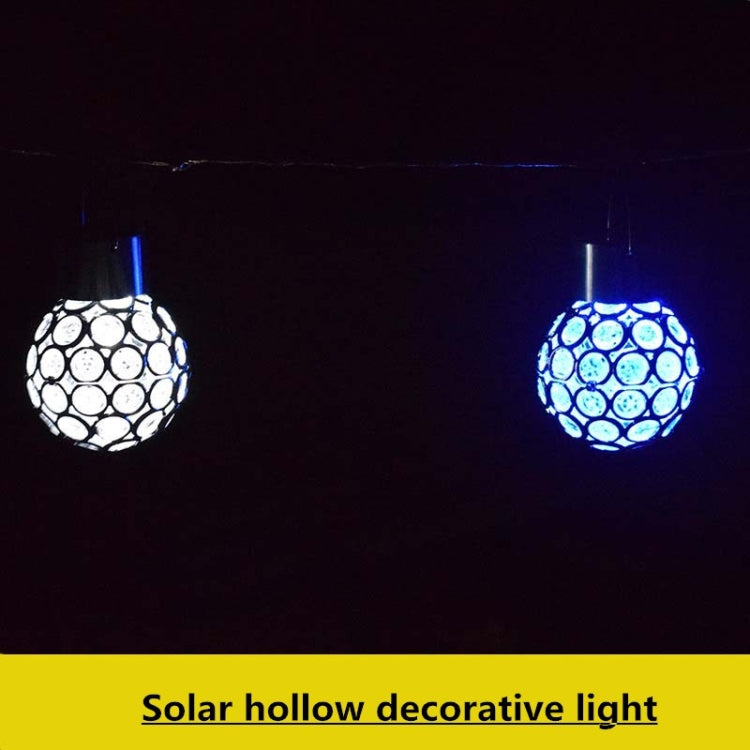 2 PCS Solar Hollow Ball Pendent Lamp Decorative Garden Light, 2 PCS Hollow Ball White, 2 PCS Hollow Ball Colorful