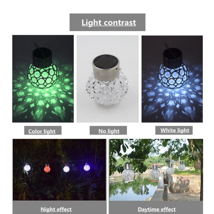 2 PCS Solar Hollow Ball Pendent Lamp Decorative Garden Light, 2 PCS Hollow Ball White, 2 PCS Hollow Ball Colorful