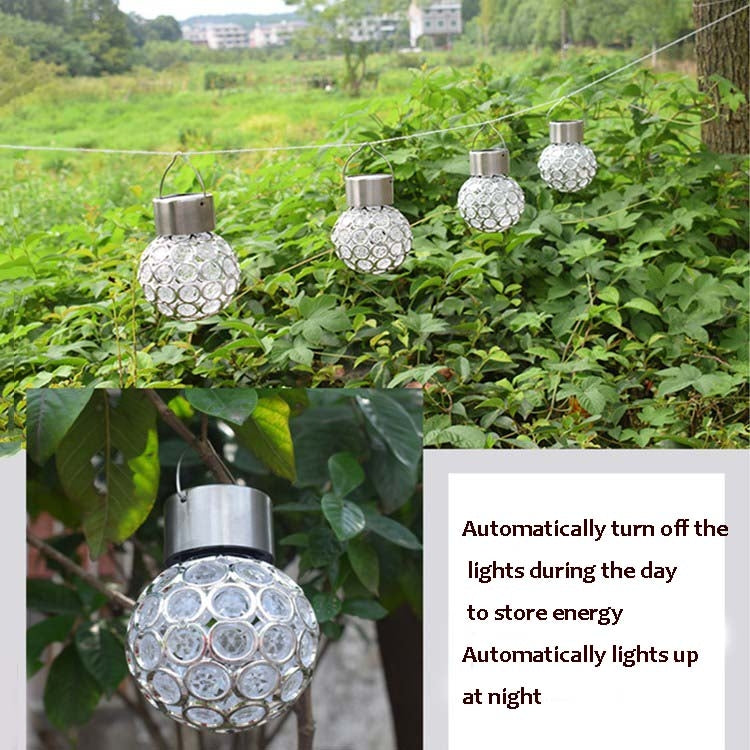 2 PCS Solar Hollow Ball Pendent Lamp Decorative Garden Light, 2 PCS Hollow Ball White, 2 PCS Hollow Ball Colorful