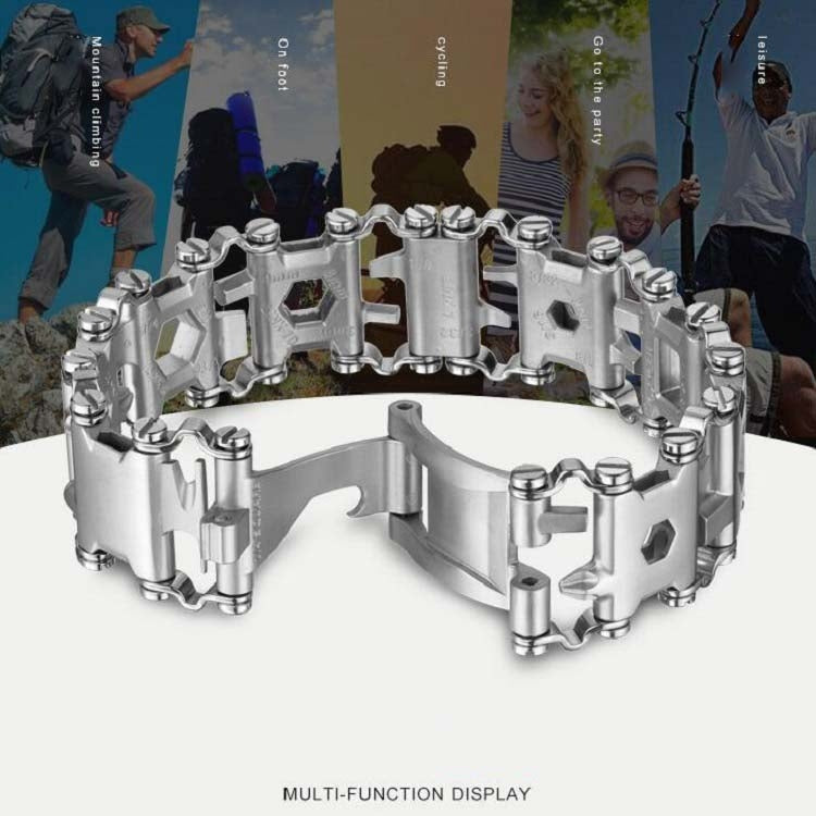 Pulsera multifuncional de acero inoxidable para supervivencia para hombre.