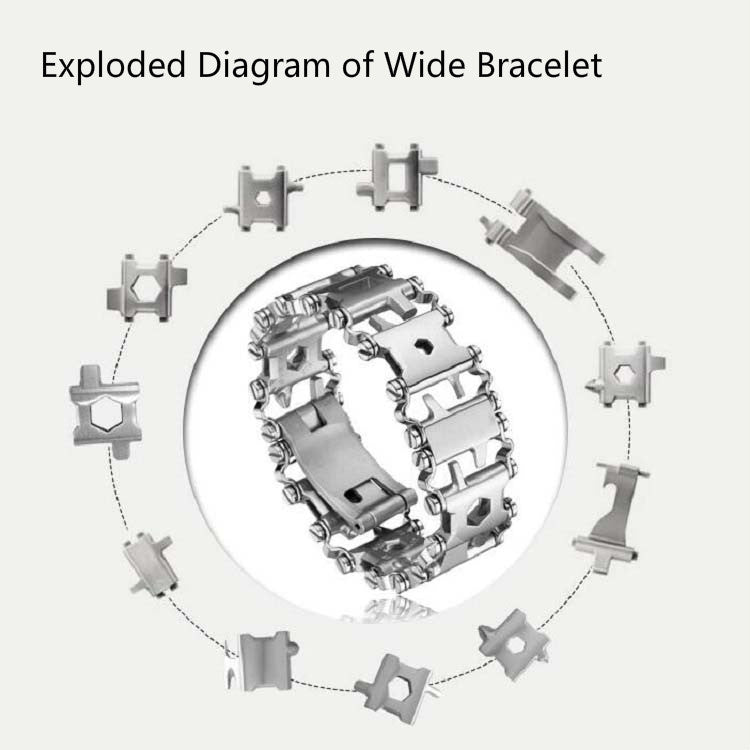 Pulsera multifuncional de acero inoxidable para supervivencia para hombre.