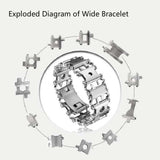Pulsera multifuncional de acero inoxidable para supervivencia para hombre.