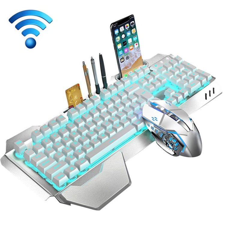 K680 Rechargeable Wireless Keyboard and Mouse Set, Black Mixed Color, Silver White Ice Blue