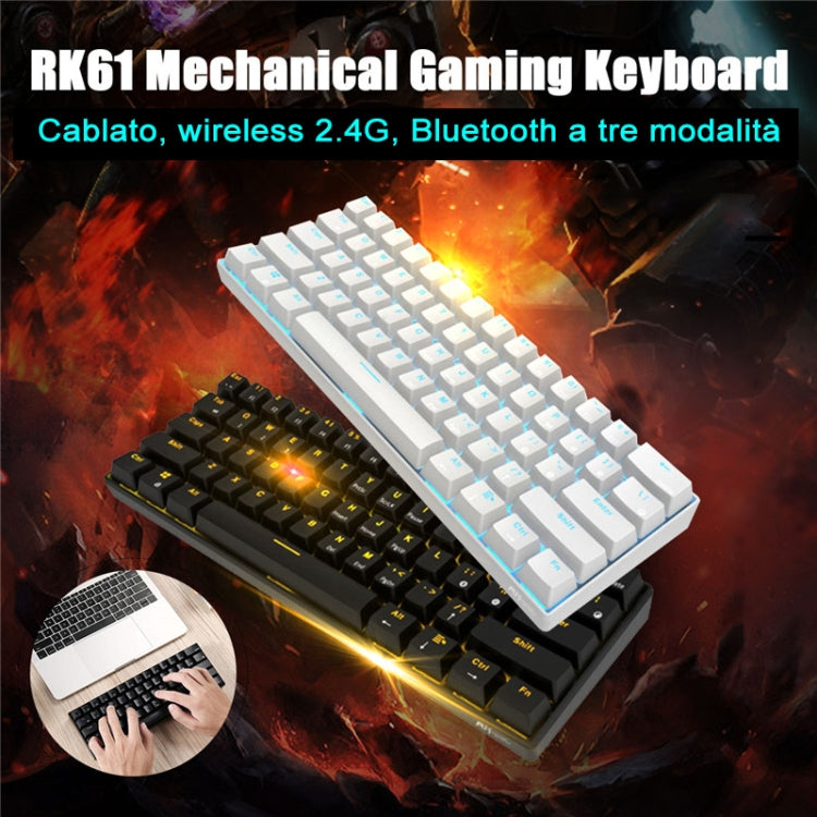 Teclado mecánico RK61 para juegos móviles, tableta, Bluetooth/inalámbrico, modo dual, 61 teclas