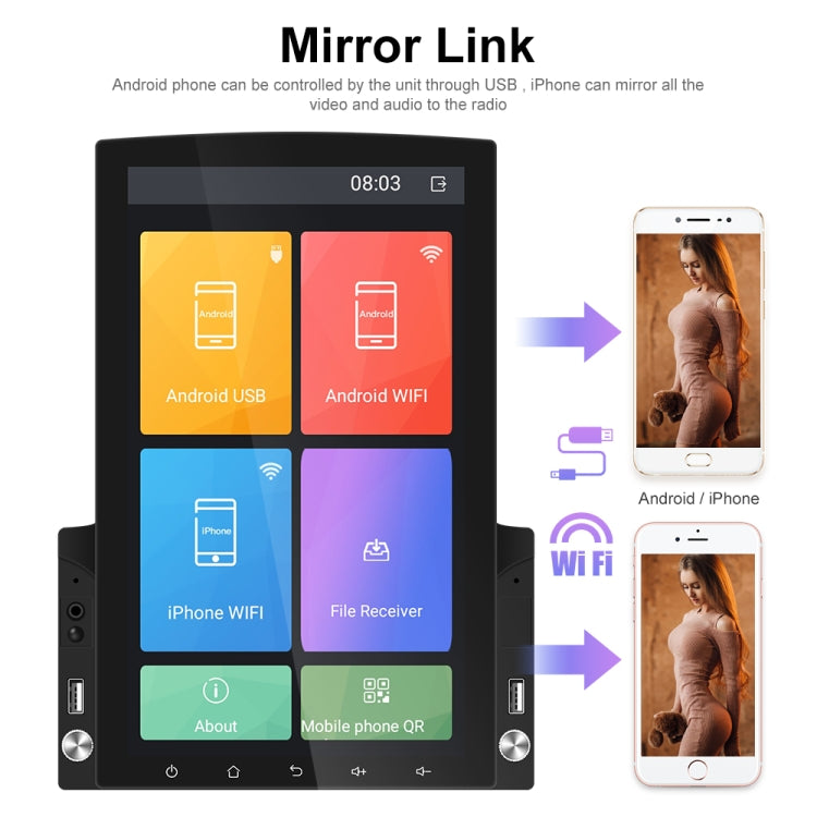 Reproductor MP5 para coche con pantalla vertical de 9,7 pulgadas, cristal HD 2.5D, navegación Android, todo en uno, estándar, estándar con cámara de 4 luces, estándar con cámara de 8 luces, estándar con cámara de 12 luces