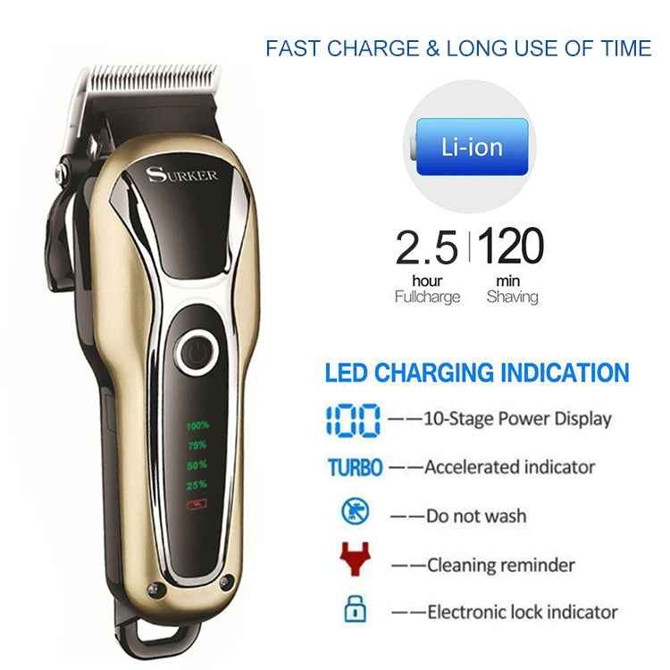 Surker SK-803 High-power LCD Hair Clipper Plug-in Dual-use Electric Clippers
