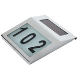Lámpara solar de pared para exteriores con número - 2 LED, resistente al agua, de acero inoxidable