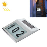 Lámpara solar de pared para exteriores con número - 2 LED, resistente al agua, de acero inoxidable