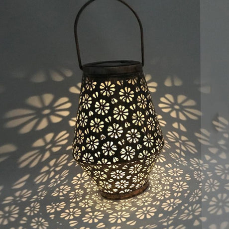 Outdoor Solar Wrought Iron Lantern Garden Decoration Light LED Pendant Lamp - LYDARZ