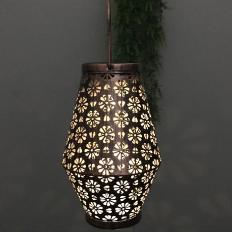 Outdoor Solar Wrought Iron Lantern Garden Decoration Light LED Pendant Lamp - LYDARZ