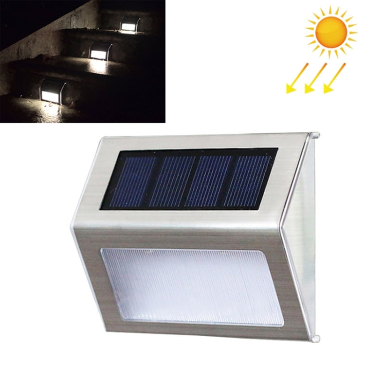 2PCS Solar Stainless Steel Stair Wall Lamp - 3 LED Outdoor Garden Fence Light