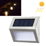 2PCS Solar Stainless Steel Stair Wall Lamp - 3 LED Outdoor Garden Fence Light