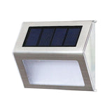2PCS Solar Stainless Steel Stair Wall Lamp - 3 LED Outdoor Garden Fence Light