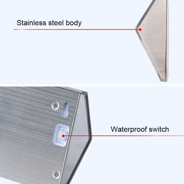 2PCS Solar Stainless Steel Stair Wall Lamp - 3 LED Outdoor Garden Fence Light