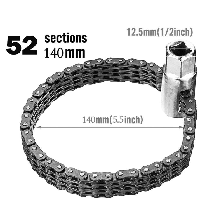 Llave para filtro de aceite - Herramienta de llave de cadena ajustable para reparación de automóviles de 52 secciones