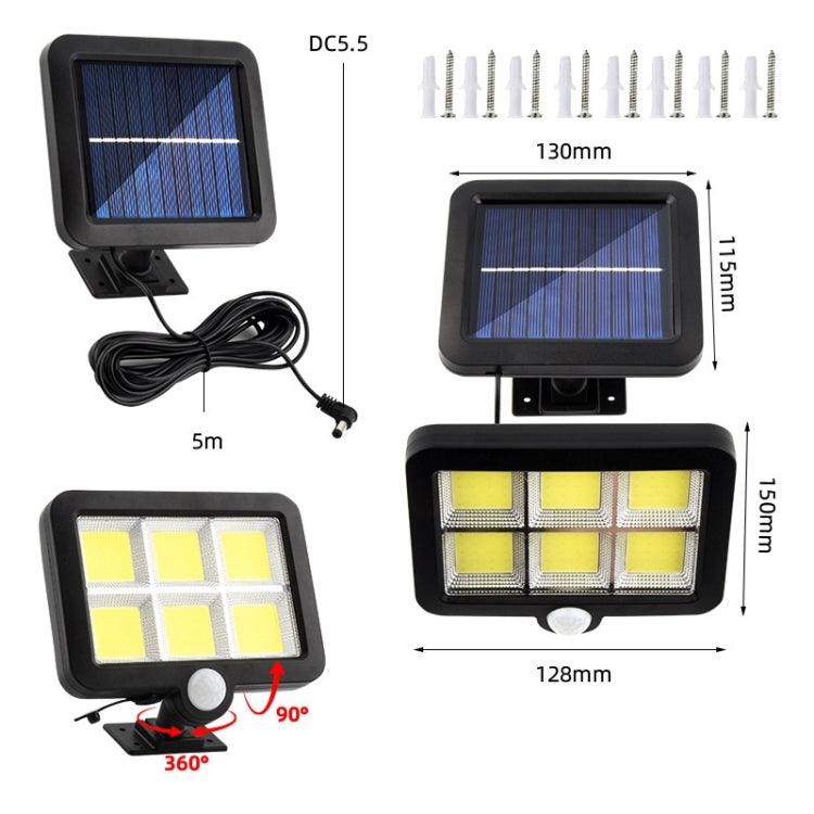 Solar Separated Wall Lamp Outdoor Courtyard Waterproof Human Body Induction Light, 108 COB, 128 COB