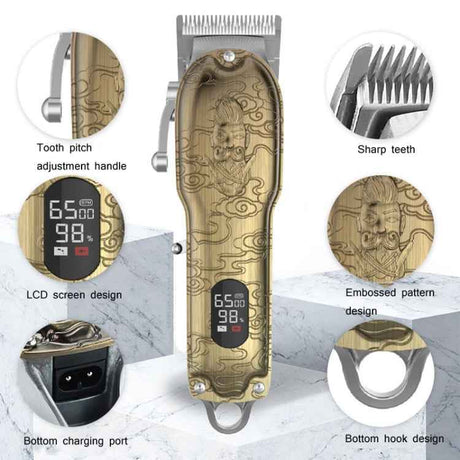 RESUXI Retro Piaget Hair Clipper LCD Digital Display High-Power Hair Clipper, JM-106 EU Plug, JM-106 US Plug