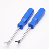 4 herramientas para quitar molduras de puertas de coche: extractor de clavos con forma de garra, herramienta para hebillas de placas de moldura interior con destornillador.