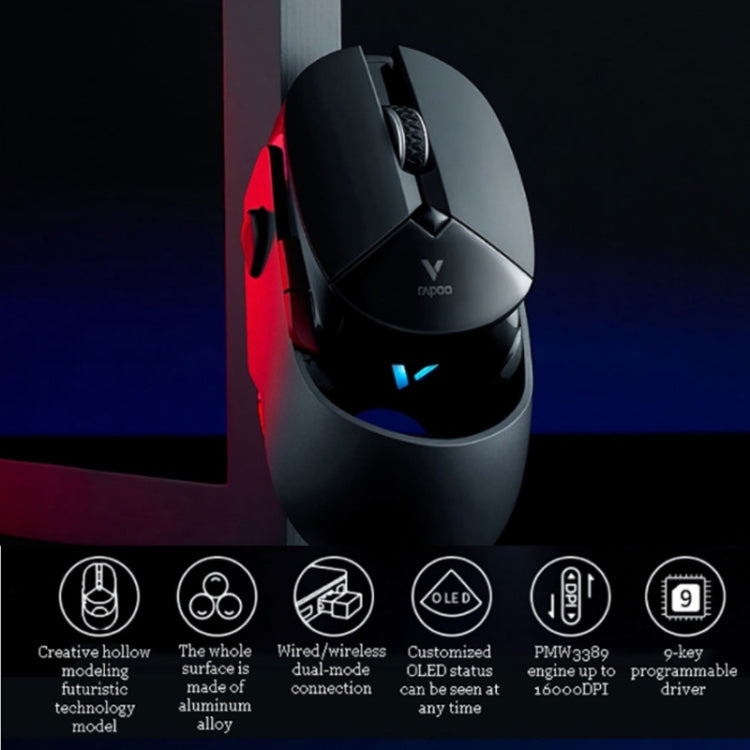 Rapoo VT960 1600 DPI 7 Keys Dual Mode Macro Programmable Symphony RGB Backlit Wireless Gaming Mouse