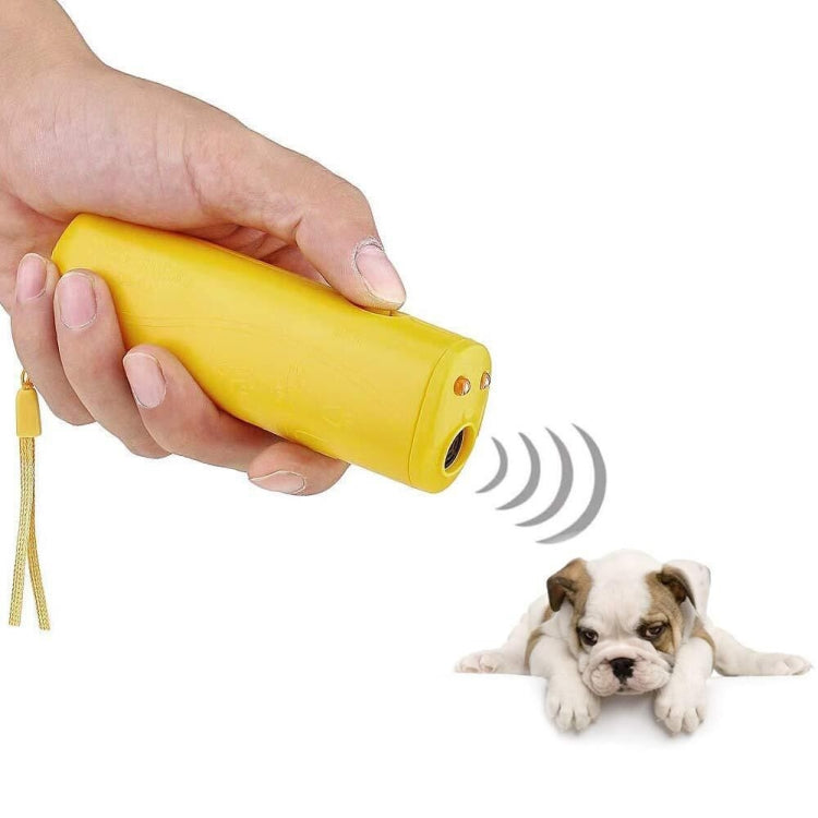 Portable LED Dog Repeller & Ultrasonic Flashlight - Single/Double Head (Black/Yellow)