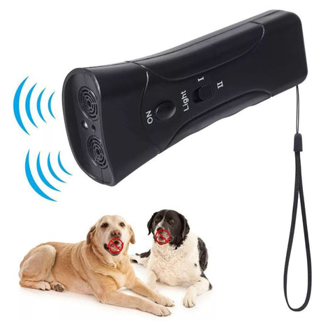 Portable LED Flashlight & Ultrasonic Dog Repeller - Single/Double Head (Black/Yellow) - LYDARZ