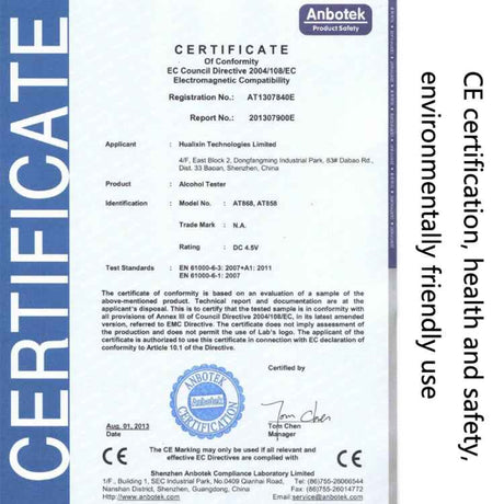 AT-858S Quick Check Alcohol Tester Portable Blow Breathing Alcohol Tester, AT-858S