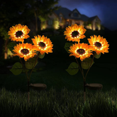 Solar Sunflower Decoration Light LED Garden Lawn Landscape Light, Single Head, Three Heads - LYDARZ