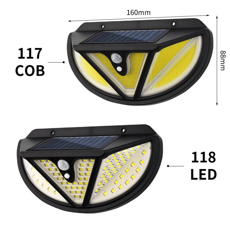 TG-TY074 Solar Human Body Induction Garden Wall Lamp Outdoor Corridor Light, Spec:, 118 SMD, 117 COB