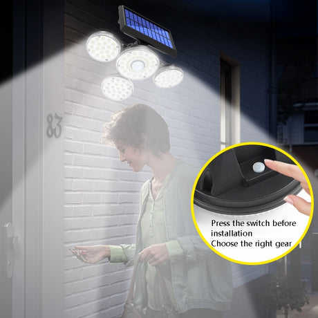 TG-TY051 4-Head Rotatable Solar Wall Light Body Sensor Outdoor Garden Waterproof Corridor Garden Lighting Street Light - LYDARZ