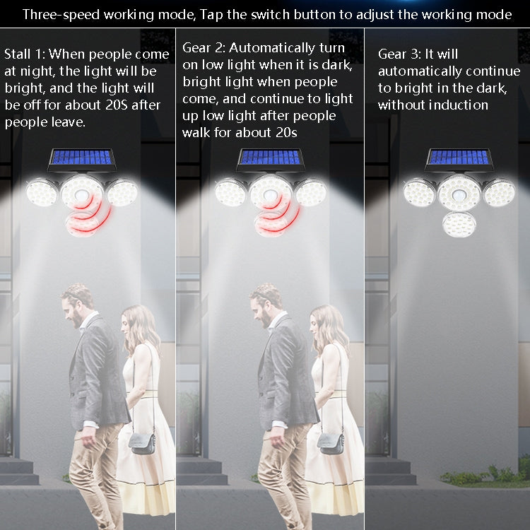 TG-TY051 4-Head Rotatable Solar Wall Light Body Sensor Outdoor Garden Waterproof Corridor Garden Lighting Street Light