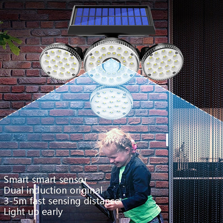 TG-TY051 4-Head Rotatable Solar Wall Light Body Sensor Outdoor Garden Waterproof Corridor Garden Lighting Street Light - LYDARZ