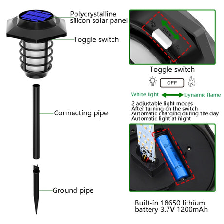 Solar LED Lawn Simulation Flame Lamp Outdoor Garden Lighting Landscape Light - LYDARZ