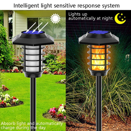 Solar LED Lawn Simulation Flame Lamp Outdoor Garden Lighting Landscape Light - LYDARZ