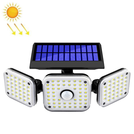 Solar 3-Head Rotatable Wall Lights Human Sense Outdoor Waterproof Garden Street Light - LYDARZ