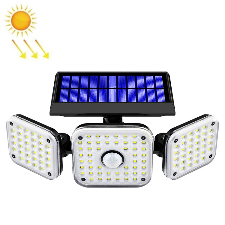 Solar 3-Head Rotatable Wall Lights Human Sense Outdoor Waterproof Garden Street Light, 112 LED, 138 LED, 132 COB