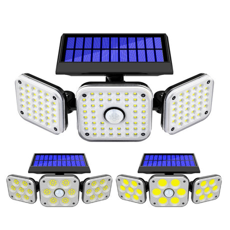 Solar 3-Head Rotatable Wall Lights Human Sense Outdoor Waterproof Garden Street Light - LYDARZ