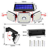 Solar 3-Head Rotatable Wall Lights Human Sense Outdoor Waterproof Garden Street Light, 112 LED, 138 LED, 132 COB