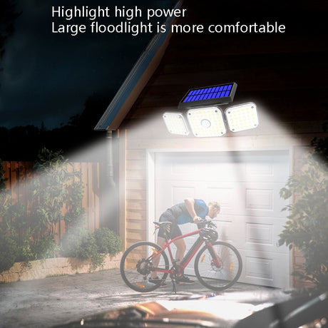 Solar 3-Head Rotatable Wall Lights Human Sense Outdoor Waterproof Garden Street Light - LYDARZ