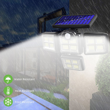 TG-TY085 Solar 4-Head Rotatable Wall Light with Remote Control Body Sensing Outdoor Waterproof Garden Lamp - LYDARZ