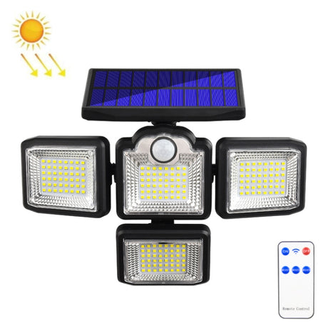 TG-TY085 Solar 4-Head Rotatable Wall Light with Remote Control Body Sensing Outdoor Waterproof Garden Lamp - LYDARZ