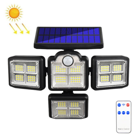 TG-TY085 Solar 4-Head Rotatable Wall Light with Remote Control Body Sensing Outdoor Waterproof Garden Lamp - LYDARZ