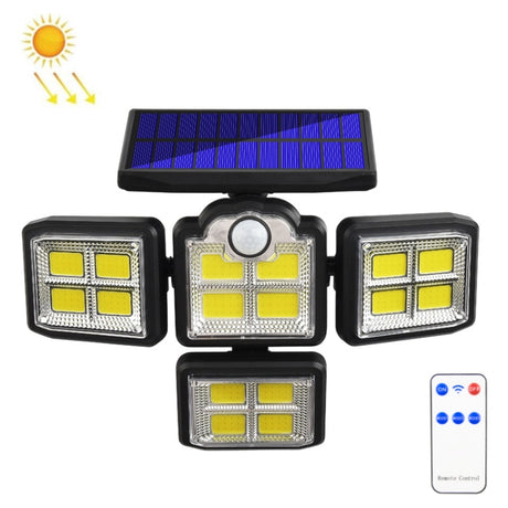 TG-TY085 Solar 4-Head Rotatable Wall Light with Remote Control Body Sensing Outdoor Waterproof Garden Lamp - LYDARZ