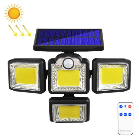 TG-TY085 Solar 4-Head Rotatable Wall Light with Remote Control Body Sensing Outdoor Waterproof Garden Lamp - LYDARZ