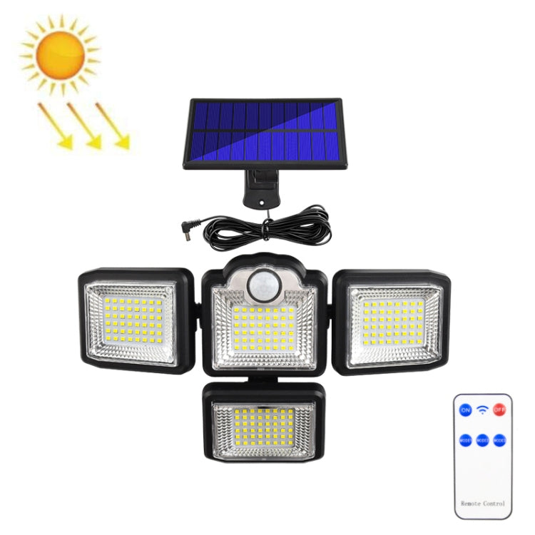 TG-TY085 Solar 4-Head Rotatable Wall Light with Remote Control Body Sensing Outdoor Waterproof Garden Lamp, Style:, 192 LED Integrated, 198 LED Integrated, 192 COB Integrated, 198 COB Integrated, 192 LED Separated, 198 LED Separated, 192 COB Separated