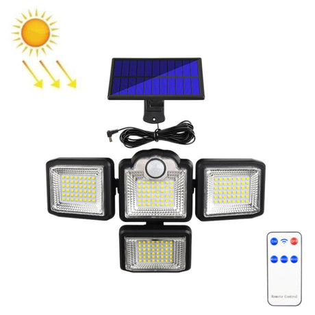 TG-TY085 Solar 4-Head Rotatable Wall Light with Remote Control Body Sensing Outdoor Waterproof Garden Lamp - LYDARZ