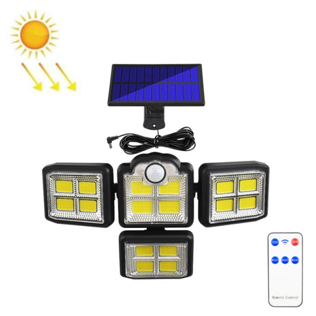 TG-TY085 Solar 4-Head Rotatable Wall Light with Remote Control Body Sensing Outdoor Waterproof Garden Lamp - LYDARZ
