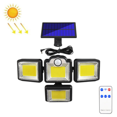 TG-TY085 Solar 4-Head Rotatable Wall Light with Remote Control Body Sensing Outdoor Waterproof Garden Lamp - LYDARZ
