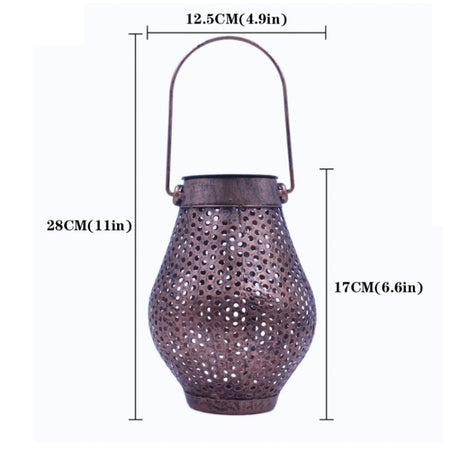 Outdoor Courtyard Wrought Iron LED Solar Portable Hollow Lantern - LYDARZ