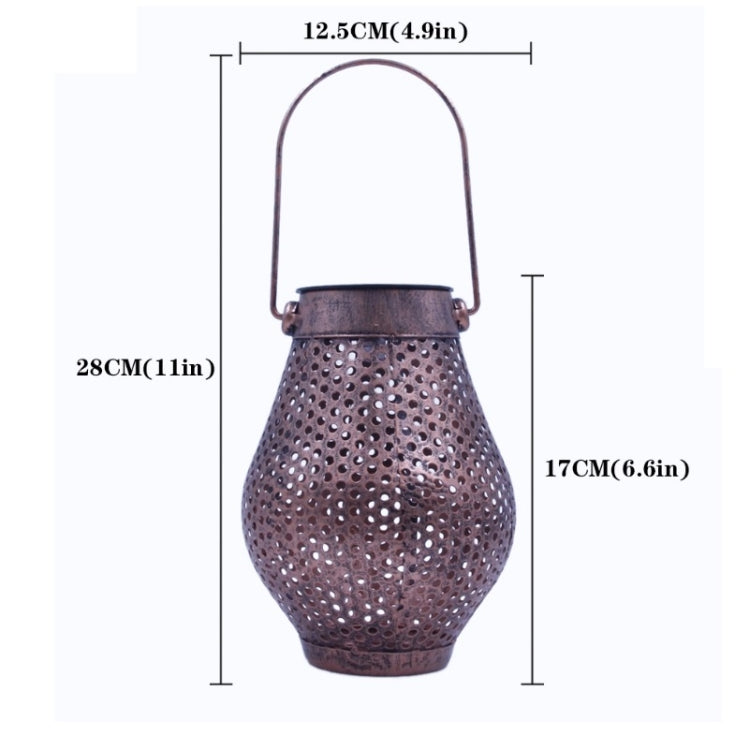 Outdoor Solar Lantern - Wrought Iron LED Portable Hollow Lantern for Courtyards