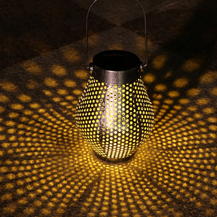 Outdoor Solar Lantern - Wrought Iron LED Portable Hollow Lantern for Courtyards